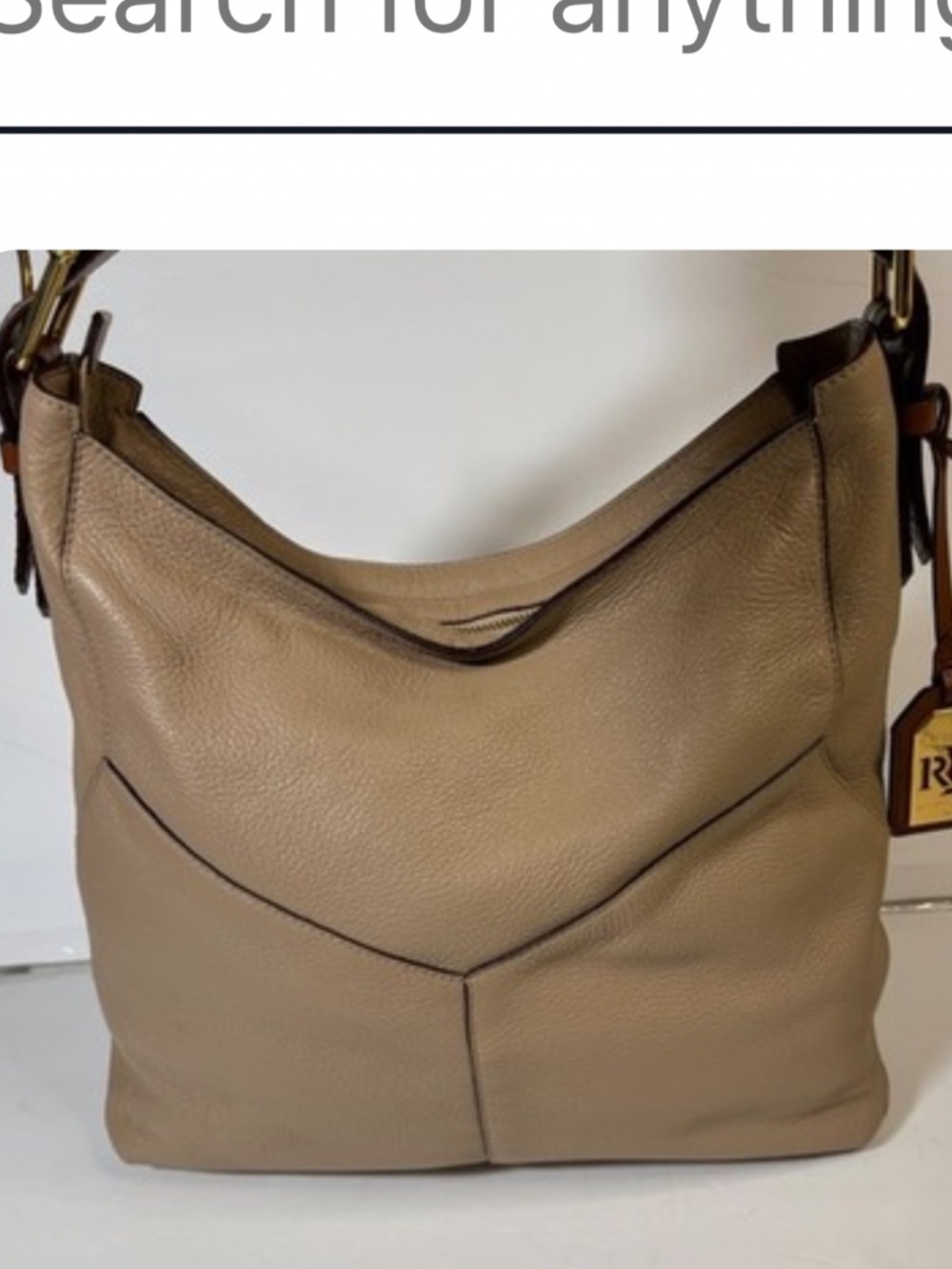 Lauren Ralph Lauren Tan Pebbled Leather Hobo Shoulder Bag Purse